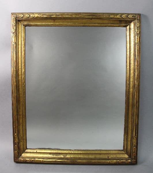 14107. Turn Of The Century Carved Mirror Frame With New Mirror displayed against a gray backdrop.