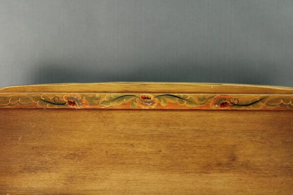 14329. Signed Coronado Sideboard with ornate, hand-painted floral border on the edge, set against a muted gray background.