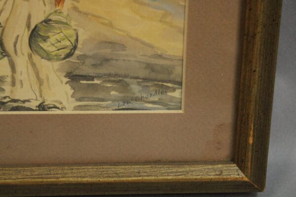 Watercolor painting with signature at corner.