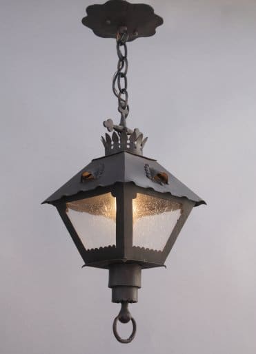 Hanging lantern with warm light glow.