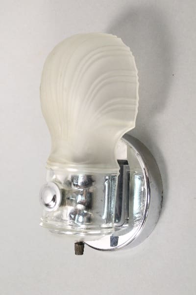 Vintage glass light fixture on chrome base.