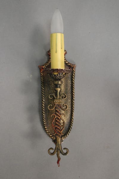 10704. 1920's Polychrome Single Light Wall Sconce