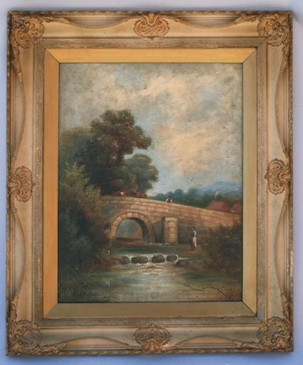 Charming landscape with a stone bridge.