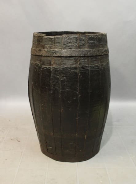 Old wooden barrel on a white background.