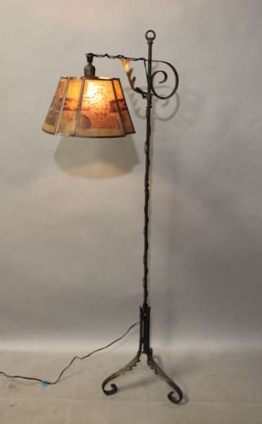 Vintage floor lamp with stained glass shade.