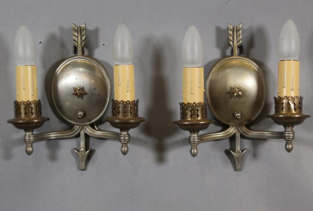 Pair of vintage brass wall sconces.