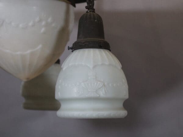 Vintage white glass pendant light fixture.