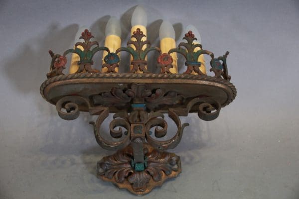 Pair Of Rare Stately Spanish Revival 1920's Sconces With Polychrome Finish - Image 2