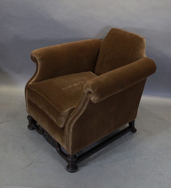 17766. Spanish Revival 1920's Small Club Chair With New Upholstery - Image 3