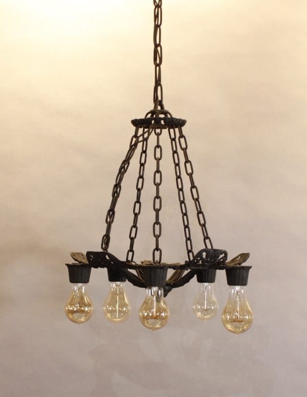 39852. Spanish Revival 1920's Down Light Chandelier - Image 3