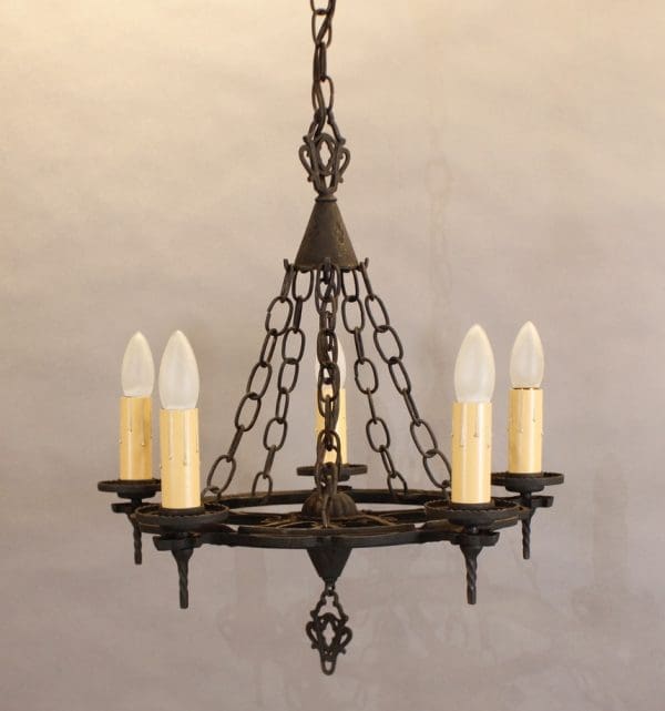 39835. Spanish Revival 1920's Chandelier With Simple Lines