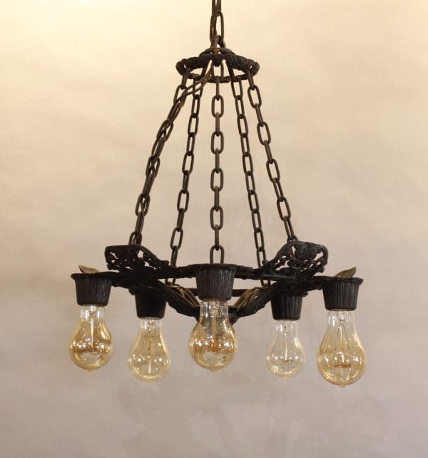 39852. Spanish Revival 1920's Down Light Chandelier - Image 2