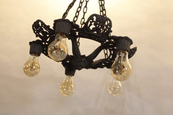39852. Spanish Revival 1920's Down Light Chandelier - Image 4