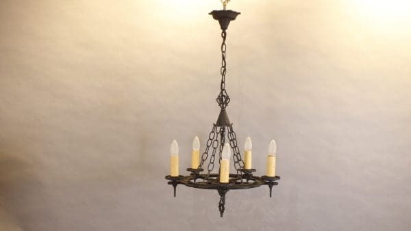39835. Spanish Revival 1920's Chandelier With Simple Lines - Image 5