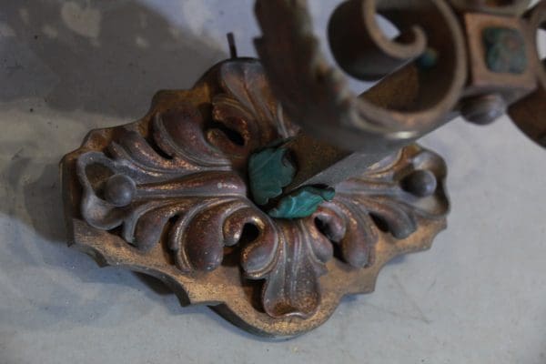 Pair Of Rare Stately Spanish Revival 1920's Sconces With Polychrome Finish - Image 5