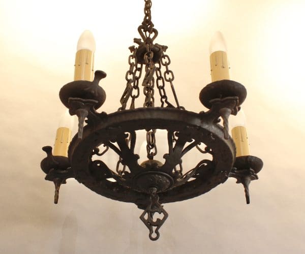 39835. Spanish Revival 1920's Chandelier With Simple Lines - Image 3