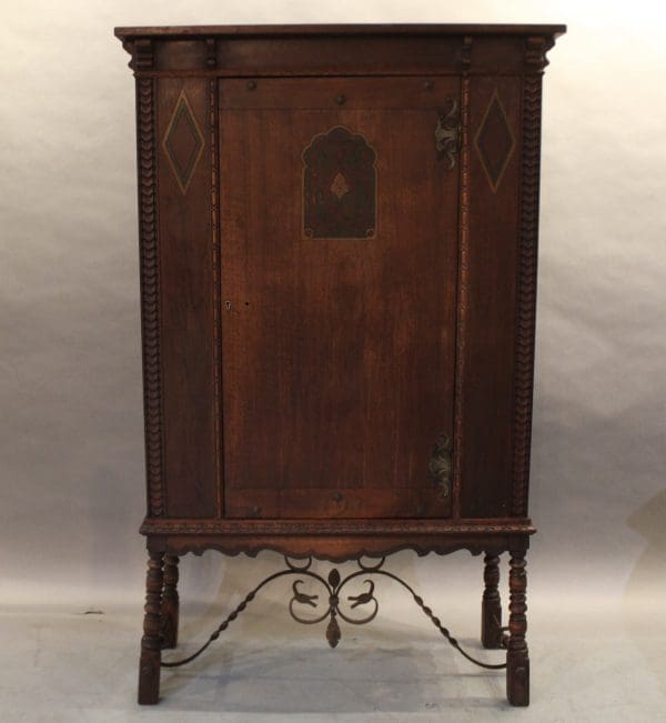 39870. Hard To Find Spanish Revival Small Armoire With Original Paint - Image 3