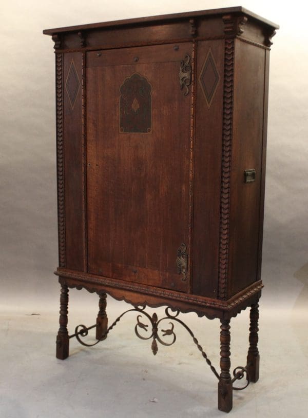 39870. Hard To Find Spanish Revival Small Armoire With Original Paint - Image 2