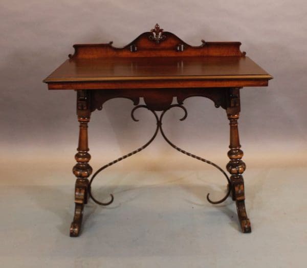 39888. Spanish Revival 1920's Side Table With Iron Trestle