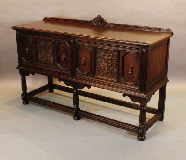 39858. Spanish Revival Walnut  Sideboard With Floral Motif - Image 3