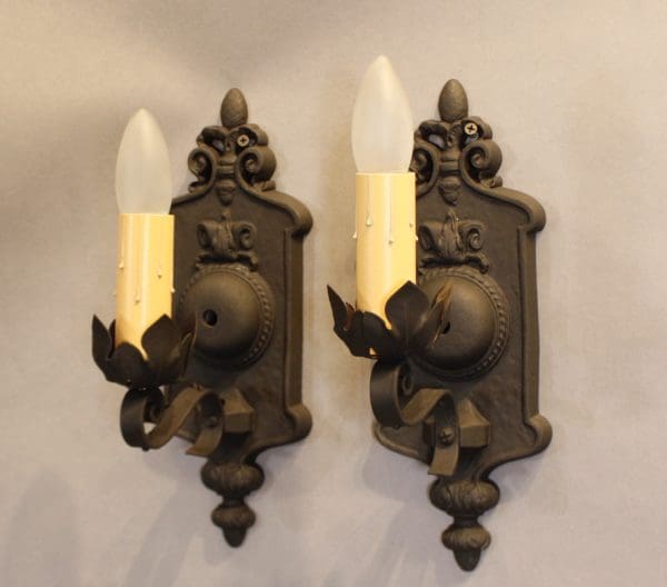 39829. Pair Of 1920's Spanish Revival Single Sconce - Image 2