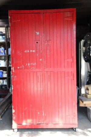 40396. Large Turn Of the Century Storage Cabinet On Wheels