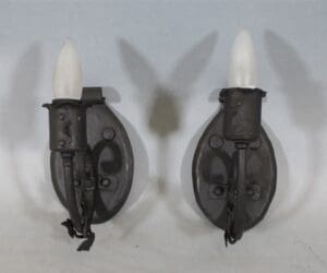 45031. Pair Of Simple 1920's Single Wrought Iron Sconce