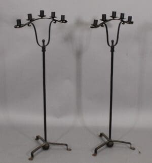46262. Pair of 1920's Wrought Iron Torchieres