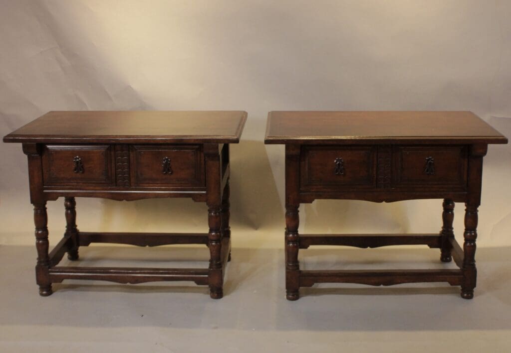 Pair of antique wooden side tables