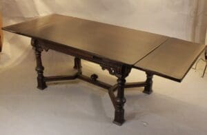 46813. Spanish Revival 1920's Walnut Table With Extensions