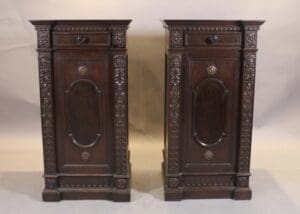 Pair of antique carved wooden cabinets