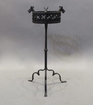 47204. Spanish Revival Three Legged Wrought Iron Candelabra