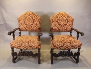 46774. Pair Of Upholstered Armchairs Circa 1920's