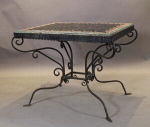 47173. Spanish 1920's Tile Table With Iron Base