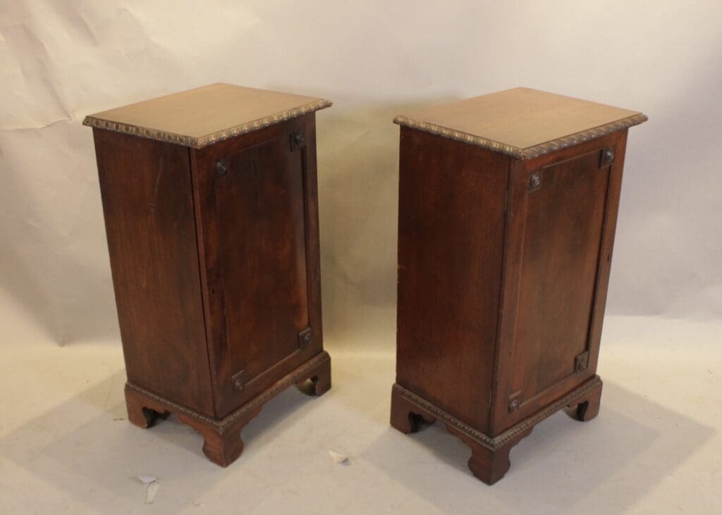 Pair of antique wooden bedside cabinets