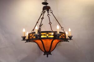 Custom Mica Chandelier Based On 1920's Chandelier