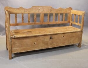 Primitive Turn Of The Century Pine Bench With Storage