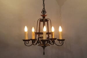 Spanish Revival 1920's Chandelier With Floral Motif