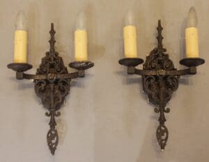 Pair Of 1920's Classic Spanish Revival  Double Sconces