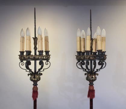48198. Pair Of Stunning Tall 1920's Torchieres With Acanthus Motif - Image 2