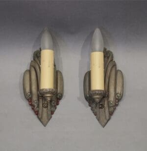 Pair of 1920's Single Sconces With Deco Design