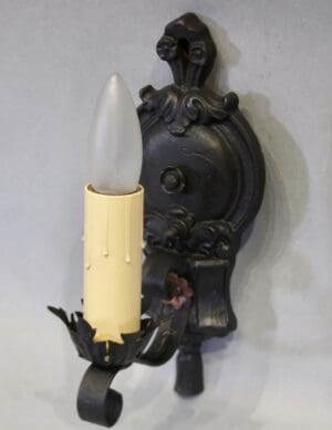 1 of 3 Single Sconce circa 1920's With Acanthus and Floral Motif