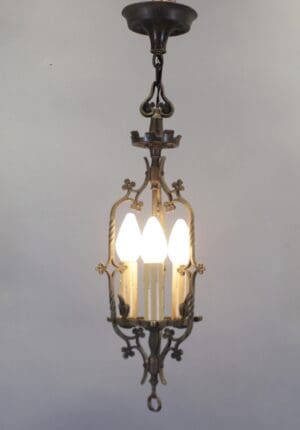 1920's Pendant With Three Light Bronze