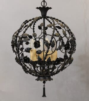 Spanish Revival Pendant With Three Lights And Floral Motif