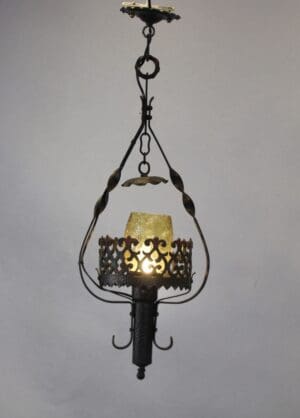Spanish Revival Rancho Period Pendant With Amber Glass