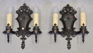 Stately Pair Of Spanish Revival 1920's Sconces