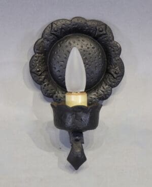1 of 3 Single 1920's Spanish Revival Sconce With Scalloped Back Plate